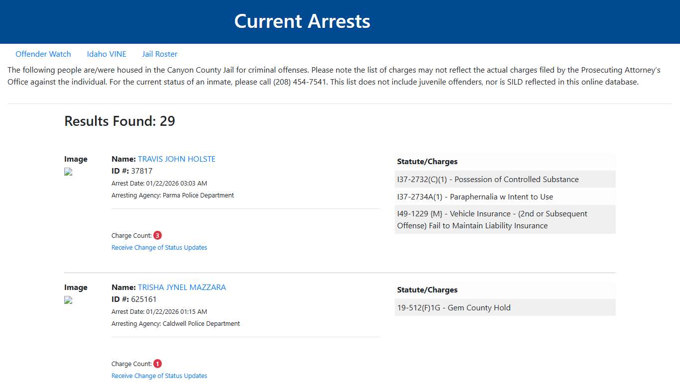 Current Arrests
